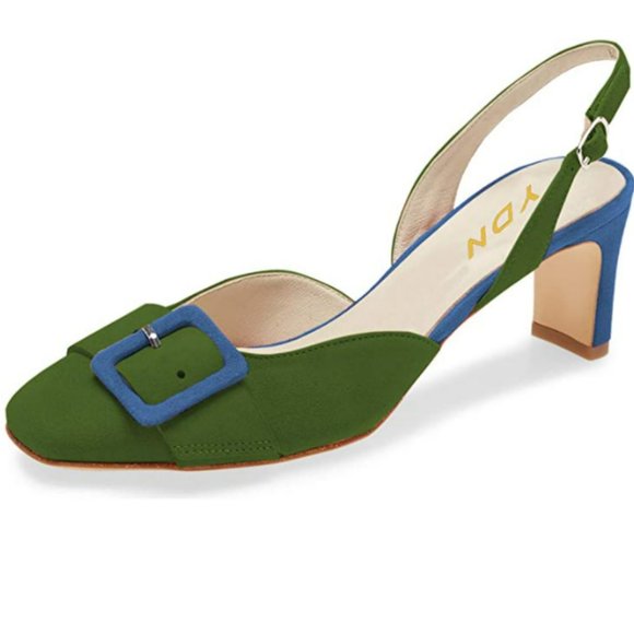 YDN Shoes - YDN Chunky Low Mid Heels Pumps Square Toe Strappy